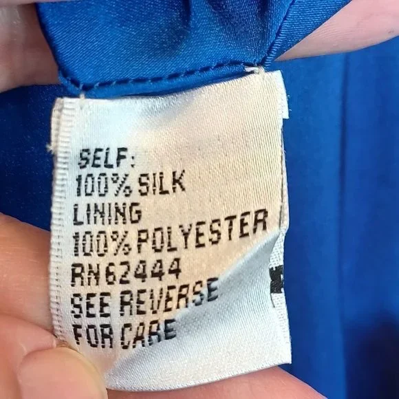 NICOLE MILLER 0 Blue One Shoulder Waterfall Sleeve Dress Lined Special Occasion - Picture 14 of 15